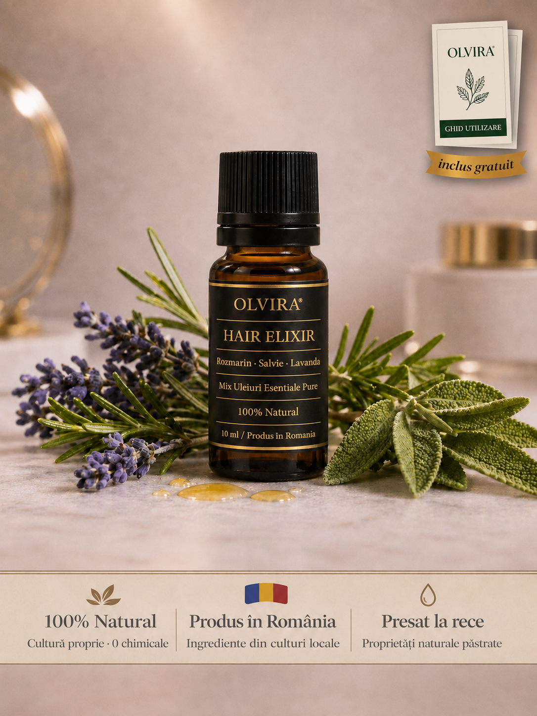 Olvira Elixir de Păr – Uleiuri Esențiale Pure 10ml